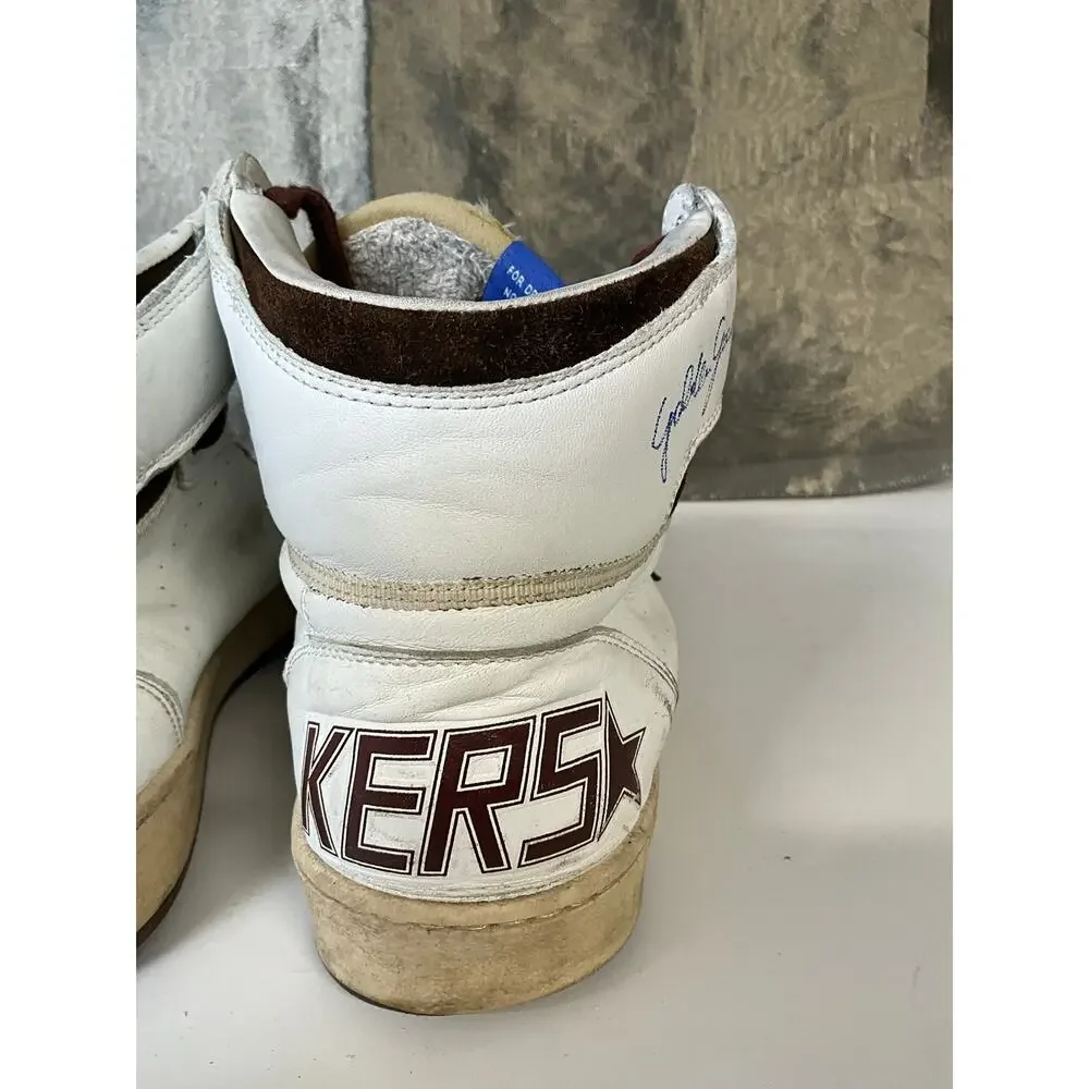 Golden goose Women’s Sky-Star in white nappa leather with chocolate suede star